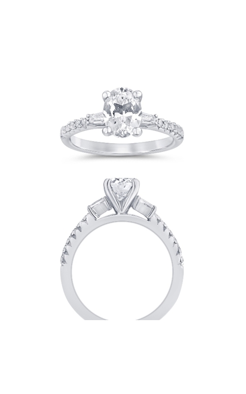 Women's Oval Semi-Mount Sidestone Engagement Ring 1/4 CTW in 14K White Gold