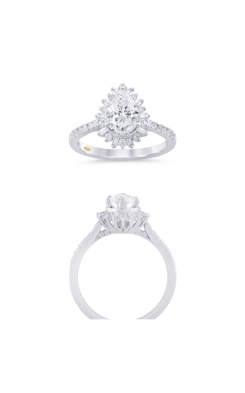 Women's Pear Semi-Mount Baguette Halo Engagement Ring 1/3 CTW in 14K White Gold