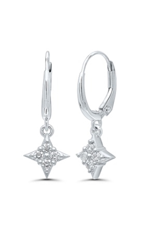 Women's Diamond Star of Hope Dangle Earrings 1/10 CTW in Sterling Silver
