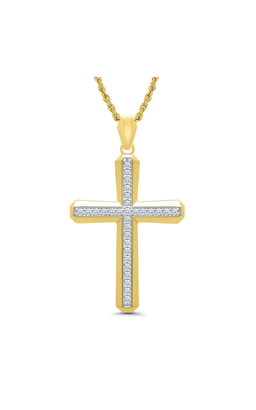 Men's Diamond Cross Pendant Necklace 1/2 CTW in 10K Yellow Gold
