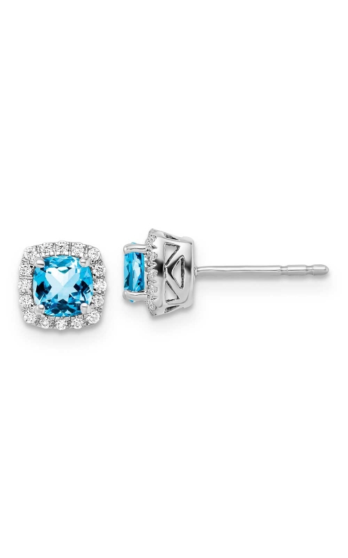 Women's Blue Topaz and Diamond Earrings 1/10 CTW in Sterling Silver