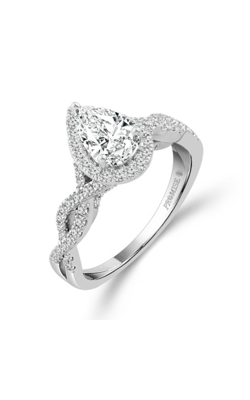 Women's Love Story Diamond Engagement Ring 3/8 Pear Center 7/8 CTW in 14K White Gold