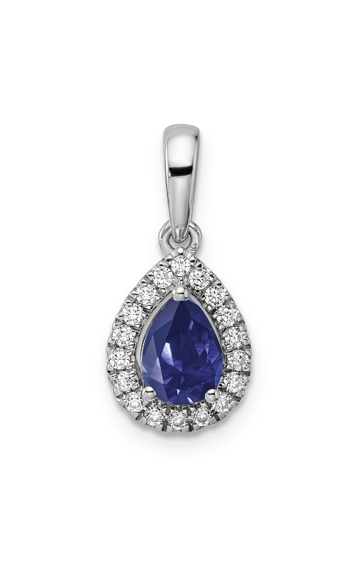 Women's Pear Created Sapphire Pendant 1/5 CTW in 10K White Gold