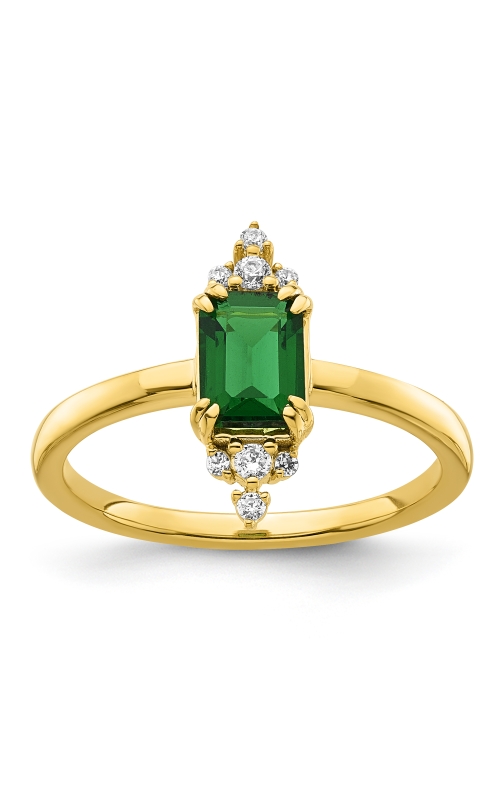Women's Created Emerald Diamond Ring 1/20 CTW in 10K Yellow Gold