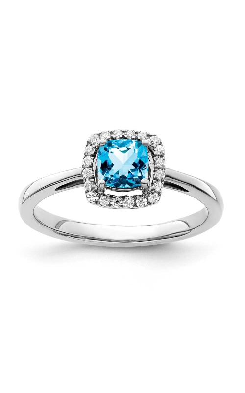 Women's Blue Topaz 5MM and Diamond Ring 1/10 CTW in Sterling Silver