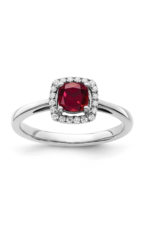 Women's Created Ruby 5MM Cushion Shaped 1/10 CTW Ring in Sterling Silver