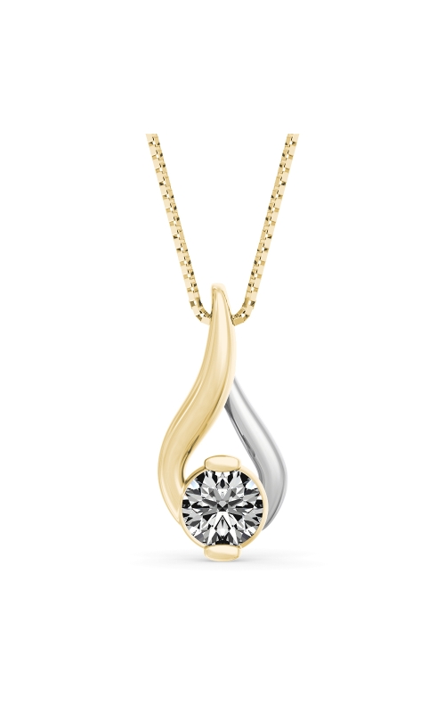 Sirena Women's Solitaire Pendant Necklace 1/4 CTW in 14K Two-tone Yellow and White Gold