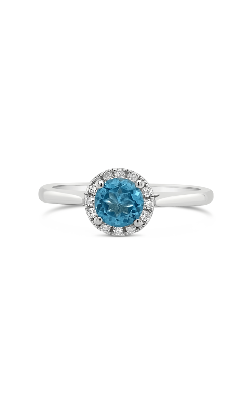 Women's Blue Topaz Round 5MM and Diamond 1/20 CTW Ring in Sterling Silver