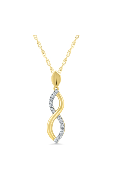 Diamond Twist Infinity Pendant 18 Inch Necklace in Yellow Gold, 1/20ctw