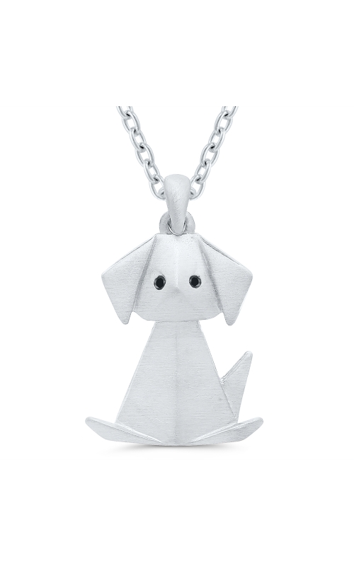 Women's Diamond Origami Dog Pendant Necklace In Sterling Silver
