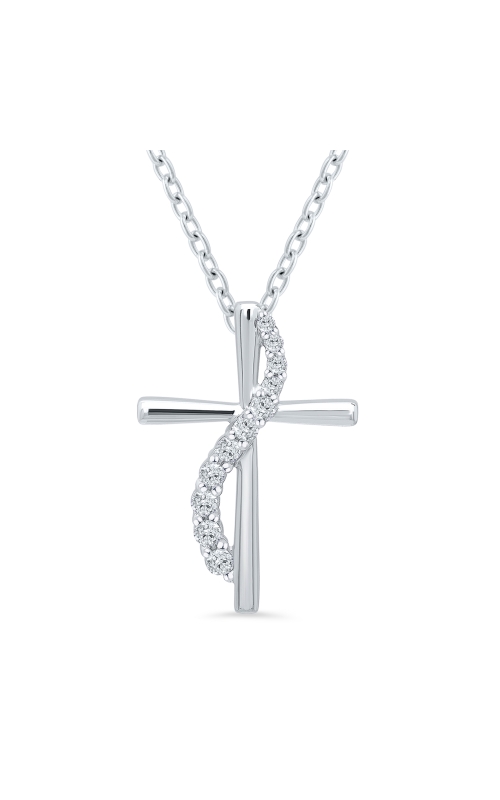 Women's Diamond Cross Pendant Necklace In Sterling Silver 1/10CTW