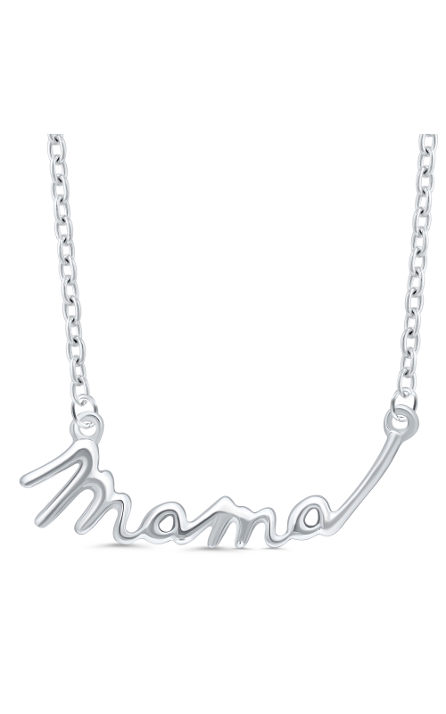 Cursive Mama Anchored 16-18 Inch Necklace in Sterling Silver