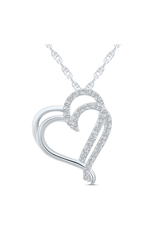 Kissing Heart Ladies Diamond Pendant 18 Inch Necklace in White Gold