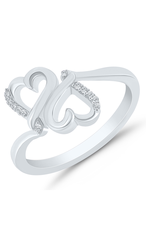 Kissing Hearts Diamond Accent Double Heart Ring in Sterling Silver, 1/20ctw