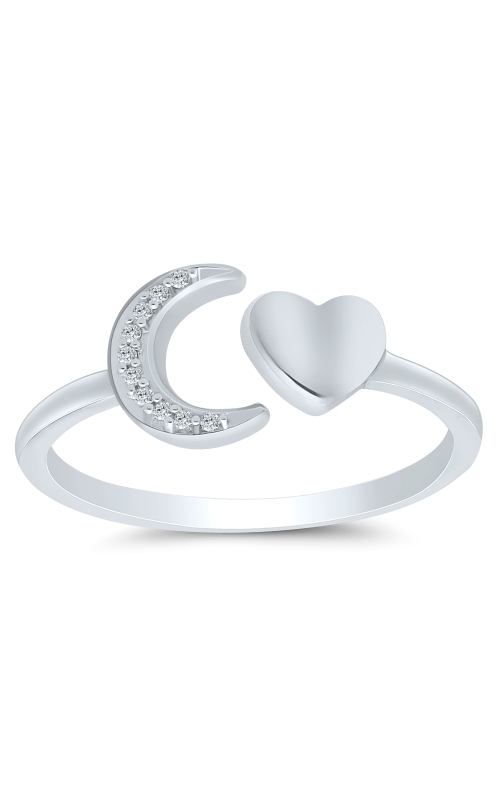 Diamond Accent Moon and Heart Open Shank Ring in Sterling Silver