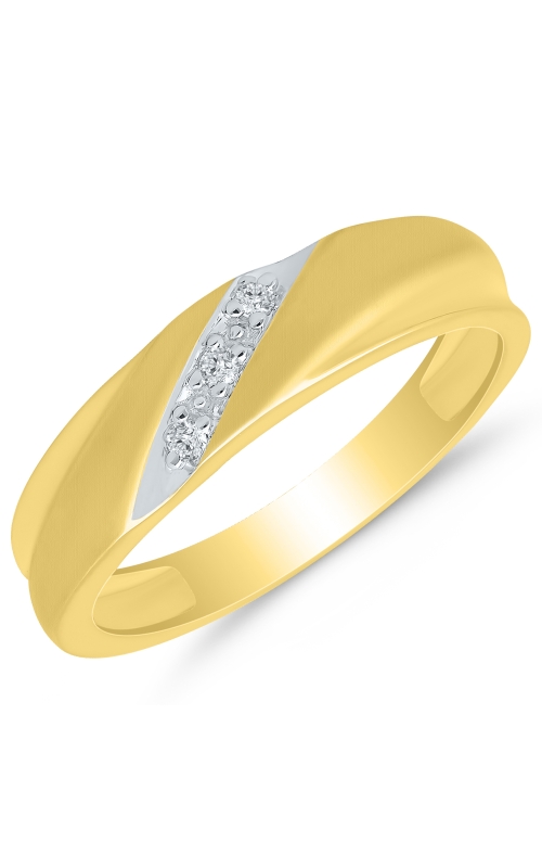 Mens Diamond Band 1/20 CTW 3 Round Diamonds in 10K Yellow Gold