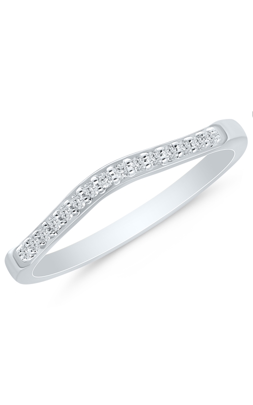 Women's Diamond Curved Wedding Band In 10K White Gold