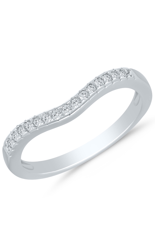 Women's Diamond Curved Wedding Band In 10K White Gold