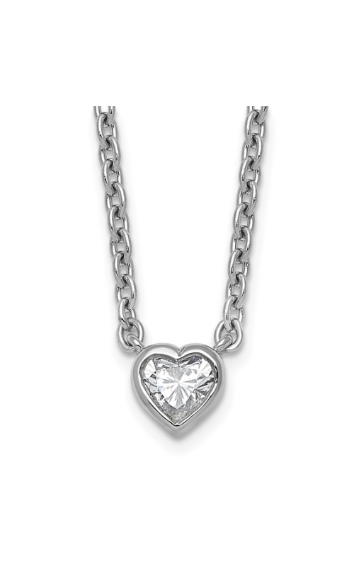 Flashpoint Created Diamond Women's Heart Bezel Pendant Necklace In Sterling Silver 1/5CTW