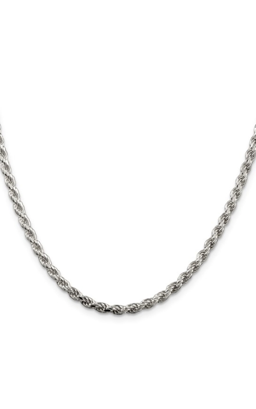 24 3mm Diamond Cut Rope Chain Necklace In Sterling Silver
