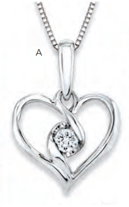 Women's Diamond Heart Pendant Necklace In 10K White Gold 1/10CTW