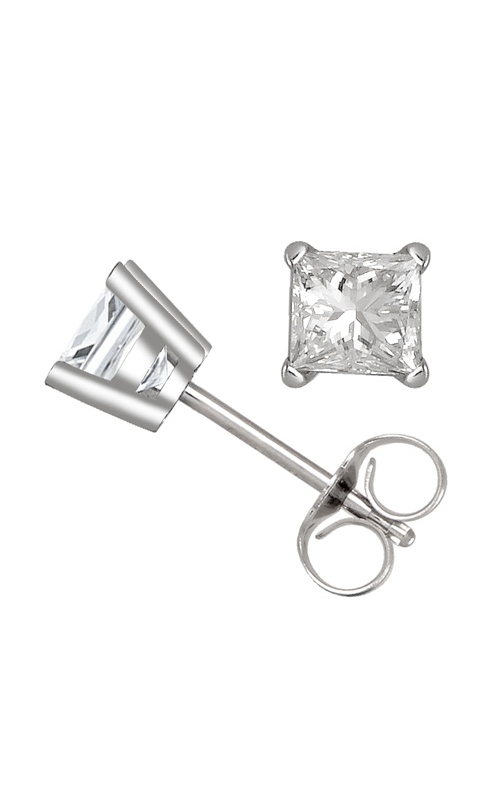 Women's Princess-Cut Diamond Solitaire Stud Earrings In 14K White Gold 1/3CTW