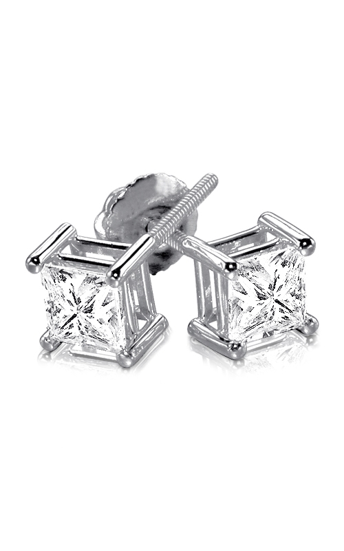 Supreme Princess-Cut Diamond Solitaire Stud Earrings in 14K White Gold, 3/4ctw