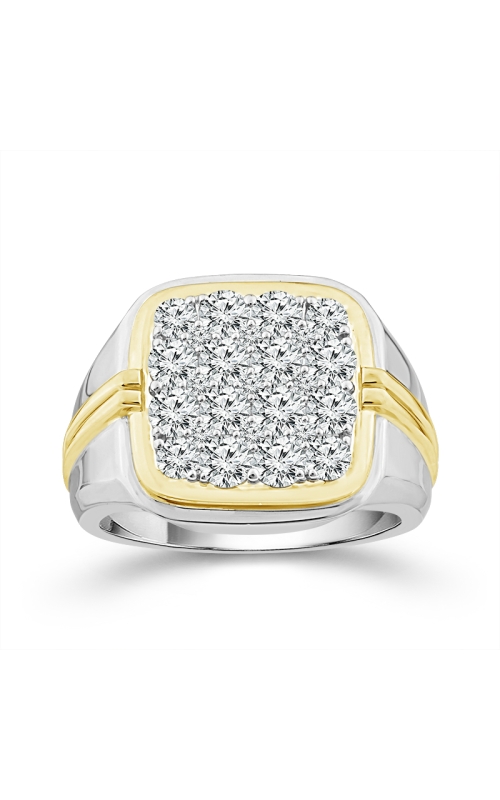 Mens Diamond Band 2 CTW Cluster in 14K Two-Tone Gold