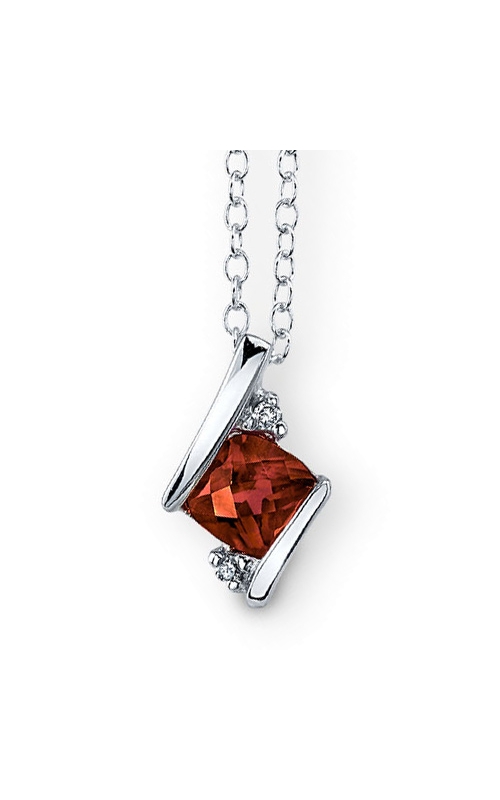 Garnet and Diamond Pendant in Sterling Silver