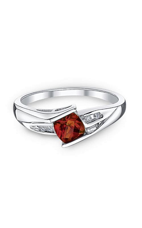 Garnet and Diamond Ring in Sterling Silver