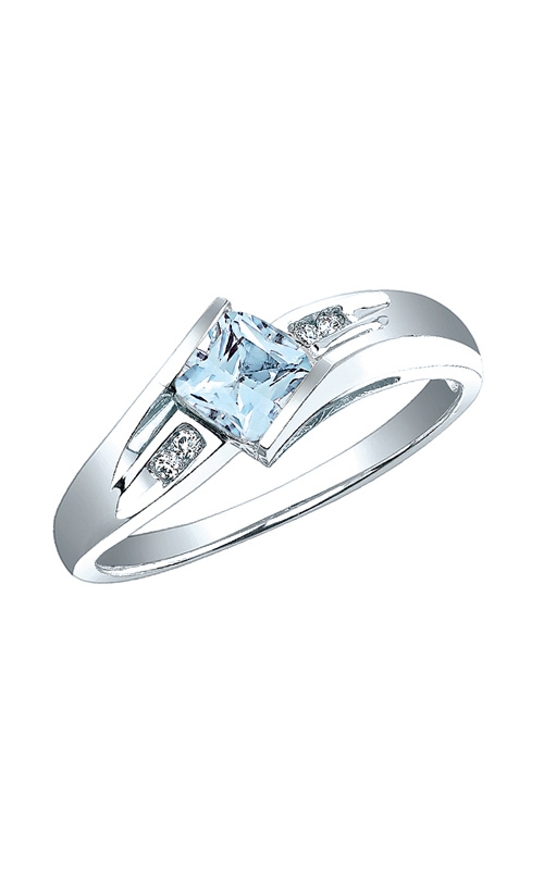 Women's Cushion Aquamarine 5x5mm And Diamond Ring In Sterling Silver