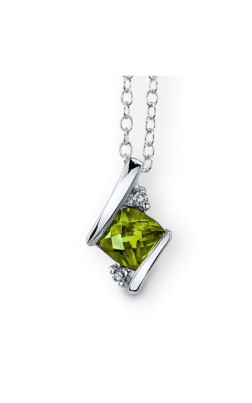 Peridot and Diamond Pendant in Sterling Silver