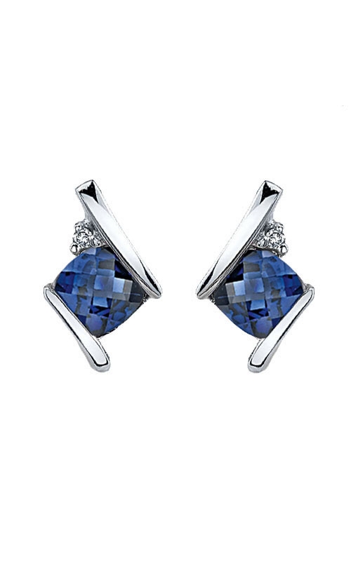 Created Sapphire and Diamond Earrings in Sterling Silver