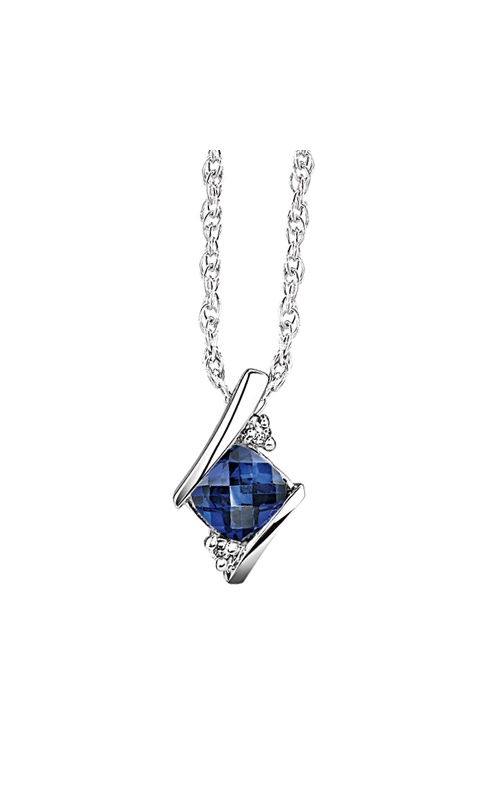 Created Sapphire and Diamond Pendant in Sterling Silver