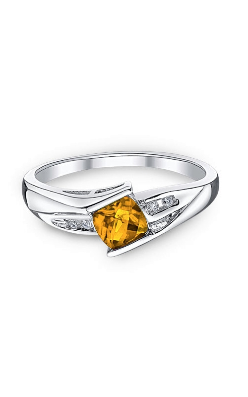 Citrine and Diamond Ring in Sterling Silver