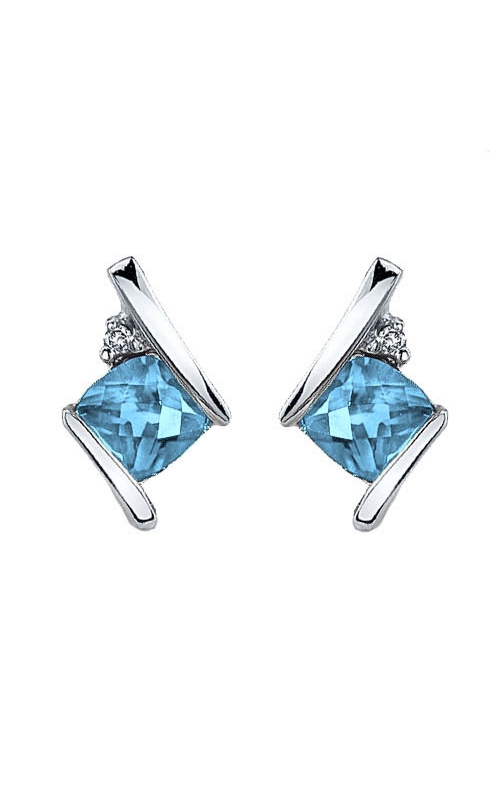 Blue Topaz and Diamond Earrings in Sterling Silver