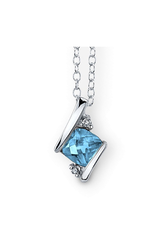 Blue Topaz and Diamond Pendant in Sterling Silver