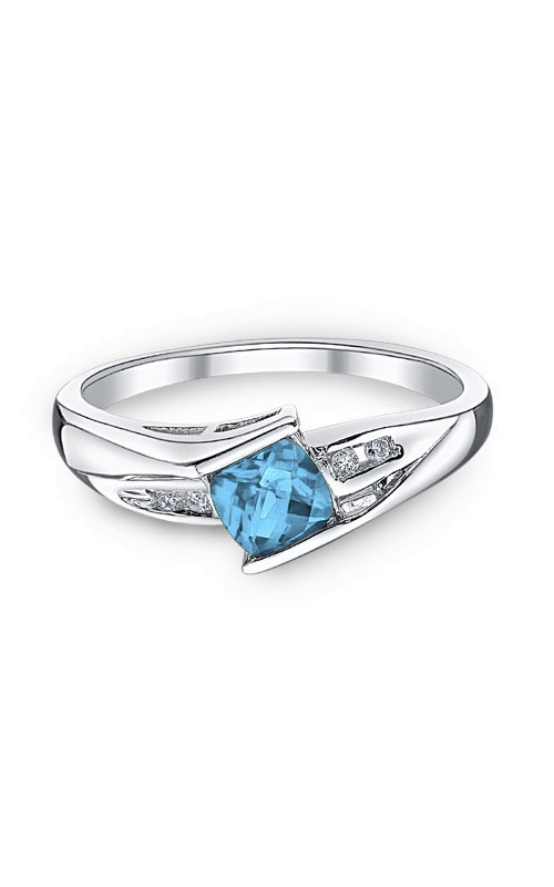 Blue Topaz and Diamond Ring in Sterling Silver