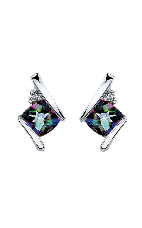 Mystic Fire and Diamond Earrings in Sterling Silver