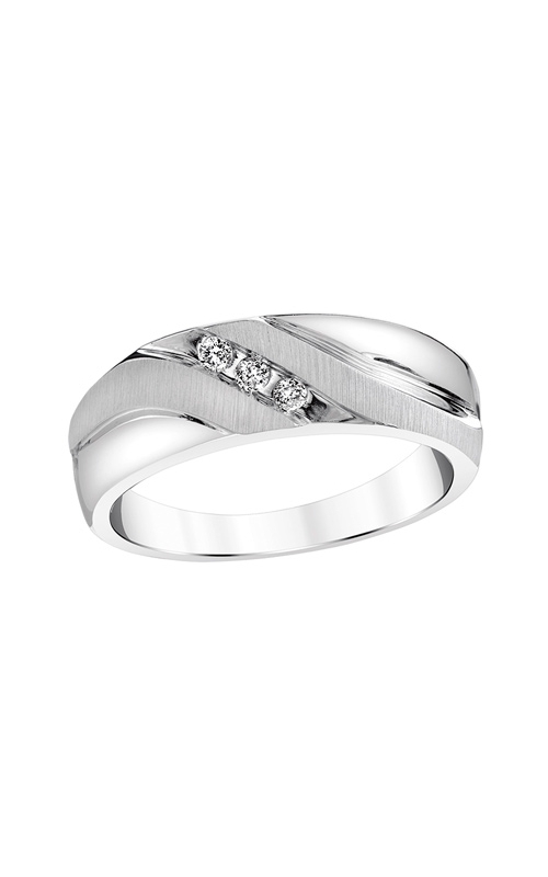 Men's Three Diamond Band in White Gold, 1/10ctw