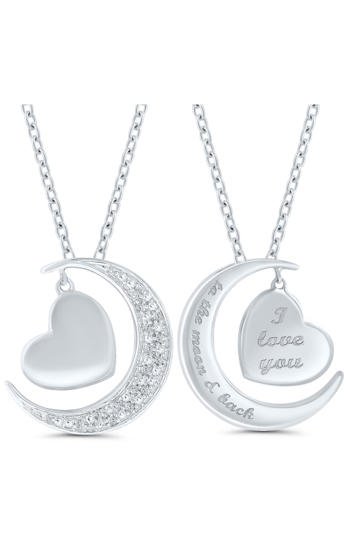 Women's Diamond I Love You to the Moon & Back Pendant Necklace in Sterling Silver