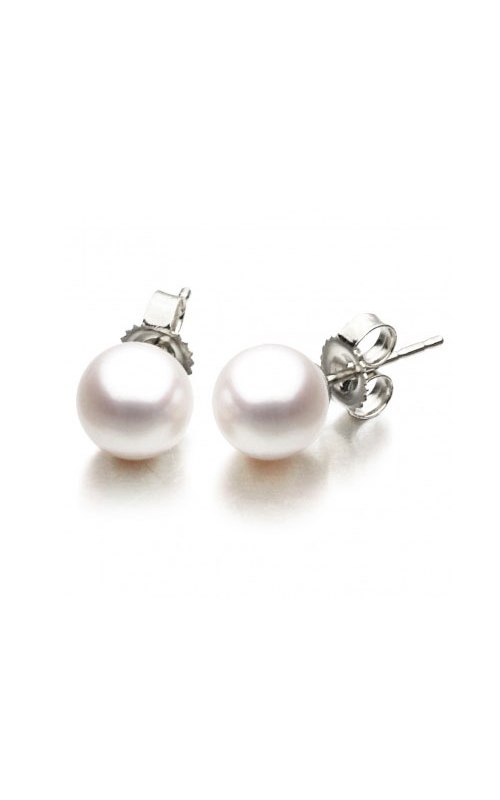 8 - 8.5mm Cultured Pearl Earrings in 14k White Gold