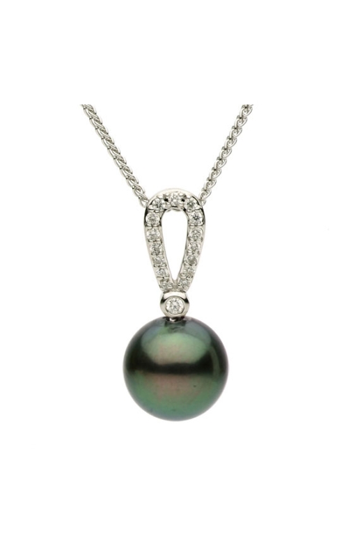 9-9.5mm Tahitian Pearl and Diamond Pendant in 14K White Gold