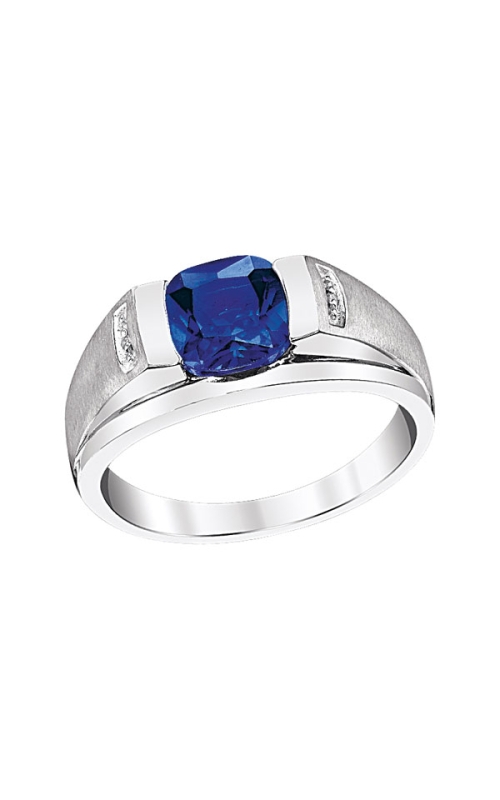 Sapphire and Diamond Men's Ring in Sterling Silver