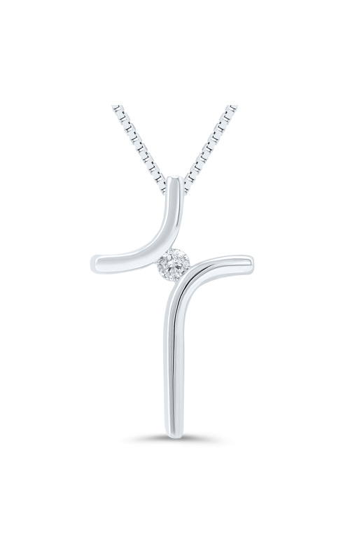 Ladies Diamond Pendant Cross in Sterling Silver, 1/20 CTW