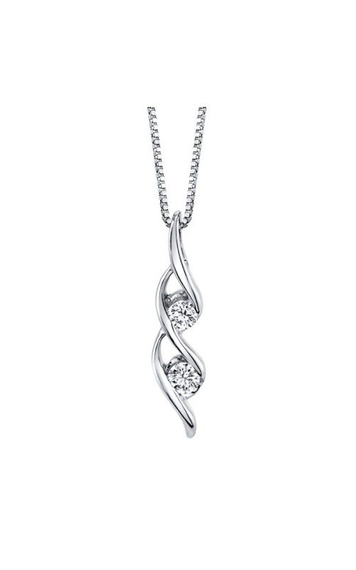 Sirena Double Swirl Diamond Pendant in White Gold, 1/7ctw