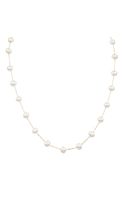 Women's 6-6.5mm Cultured Freshwater Pearl Station Necklace In 14K Yellow Gold