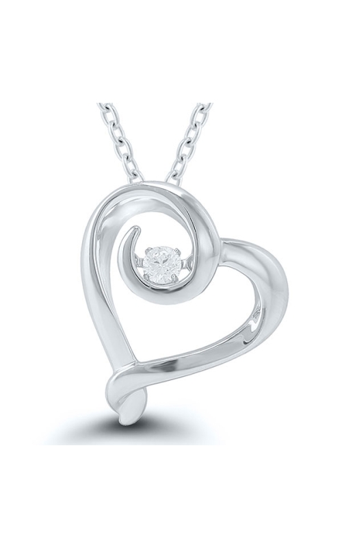 Kissing Hearts Diamond Solitaire Pendant in Sterling Silver, 1/10ctw