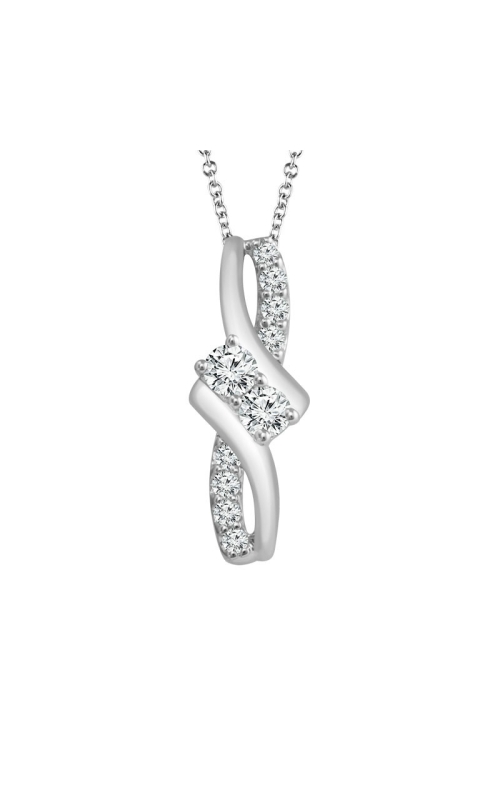 Twogether Two-Stone Diamond Pendant in 14k White Gold, 1/4ctw