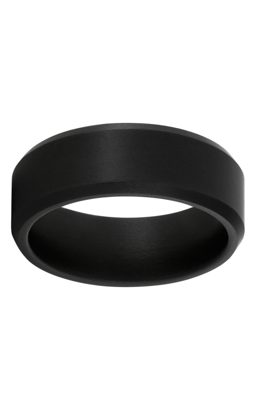 Men's Black Diamond Ceramic Sandblast with Beveled Edges Band, 8mm